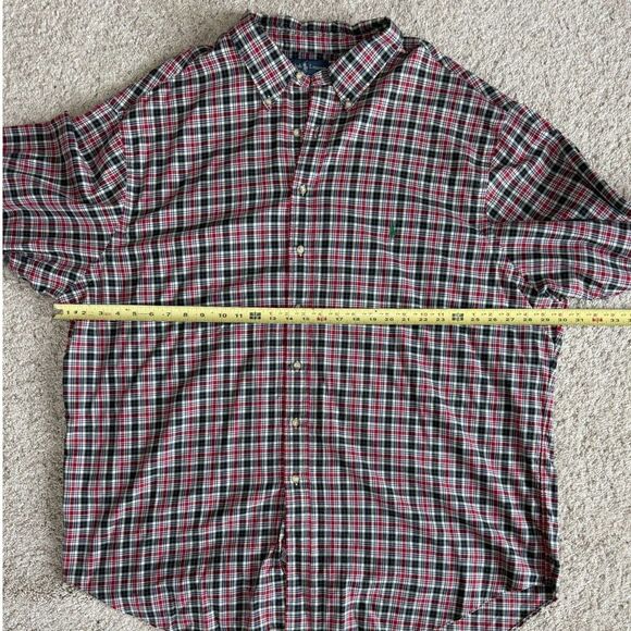 Ralph Lauren 4XLT Big Tall Plaid Button Down Shirt Red Navy Green Cream Plaid - Picture 6 of 6